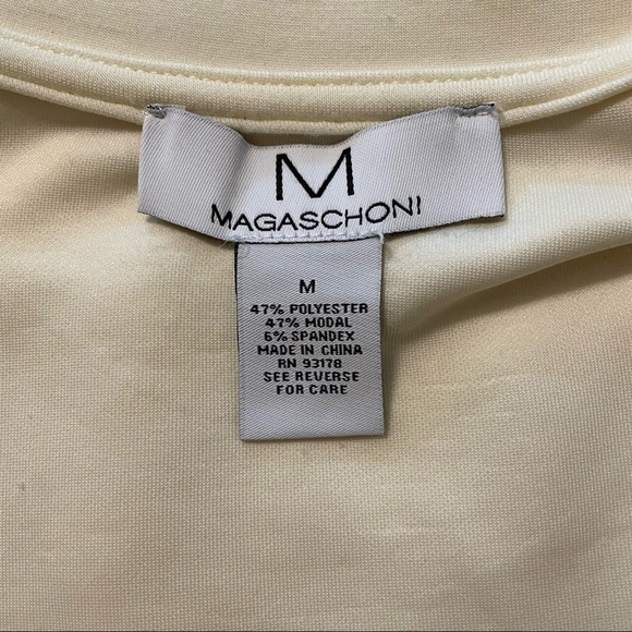 Magaschoni Cream Neutral Soft Cinched Waist Crop Crewneck Sweatshirt. Medium - Picture 10 of 10
